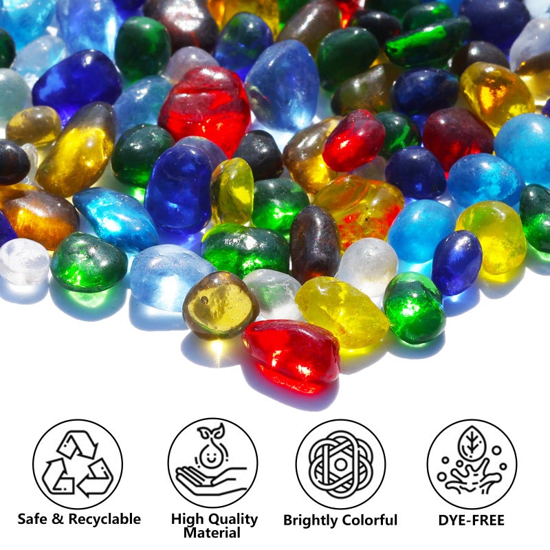 QYGL Sea Glass Stones - Colorful Clear Glass Pebbles Gemstones - Perfect for Aquarium Rocks, Fish Tank Gravel, Vase Fillers, DIY Crafts, and Home Decor (0.9LB/14oz) - Image 2