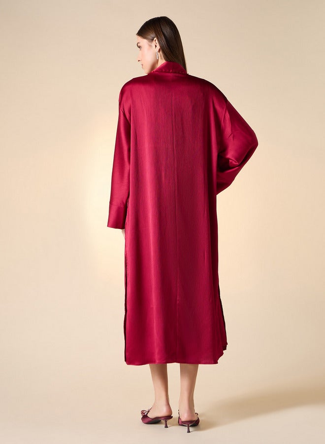 ايكونيك فستان بدون أكمام بتصميم أيقوني مزخرف مع شال - Image 3