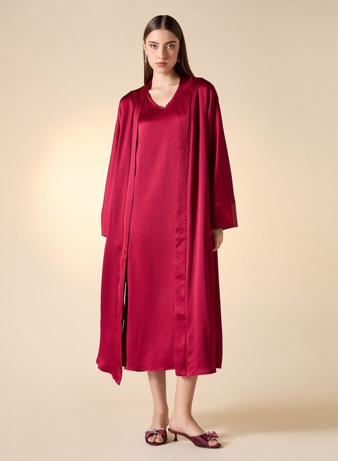 ايكونيك فستان بدون أكمام بتصميم أيقوني مزخرف مع شال - Image 1