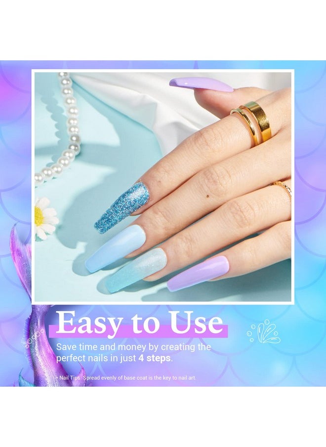 AZUREBEAUTY AZUREBEAUTY 29 Pcs Dip Powder Nail Kit Starter, 20 Colors Glitter Nude Green Mermaid Serie Dip Powders Liquid Set with Base Top Coat Activator French Nails Art Manicure DIY Salon Christmas Gift  - Image 2