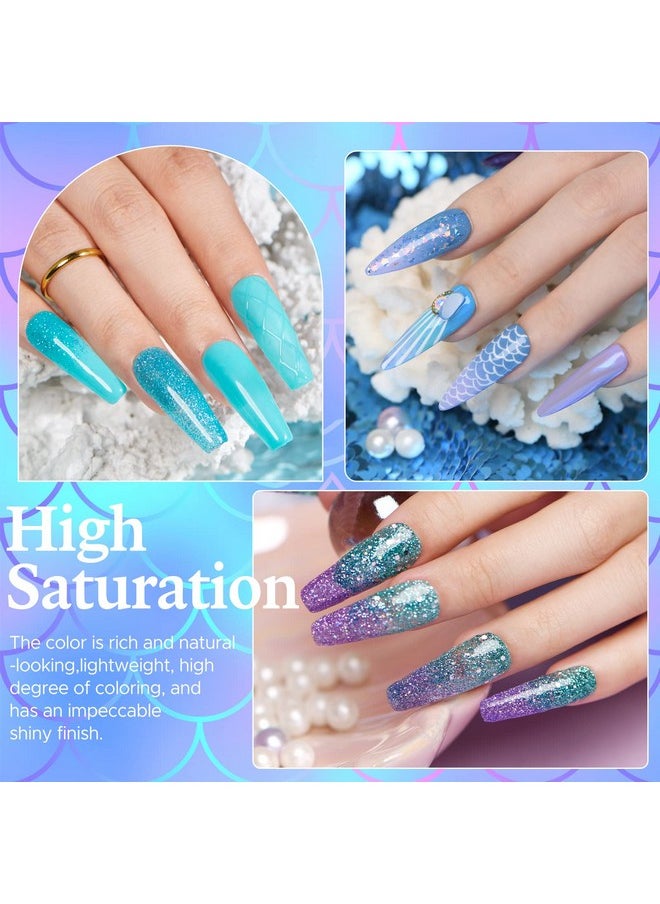 AZUREBEAUTY AZUREBEAUTY 29 Pcs Dip Powder Nail Kit Starter, 20 Colors Glitter Nude Green Mermaid Serie Dip Powders Liquid Set with Base Top Coat Activator French Nails Art Manicure DIY Salon Christmas Gift  - Image 3