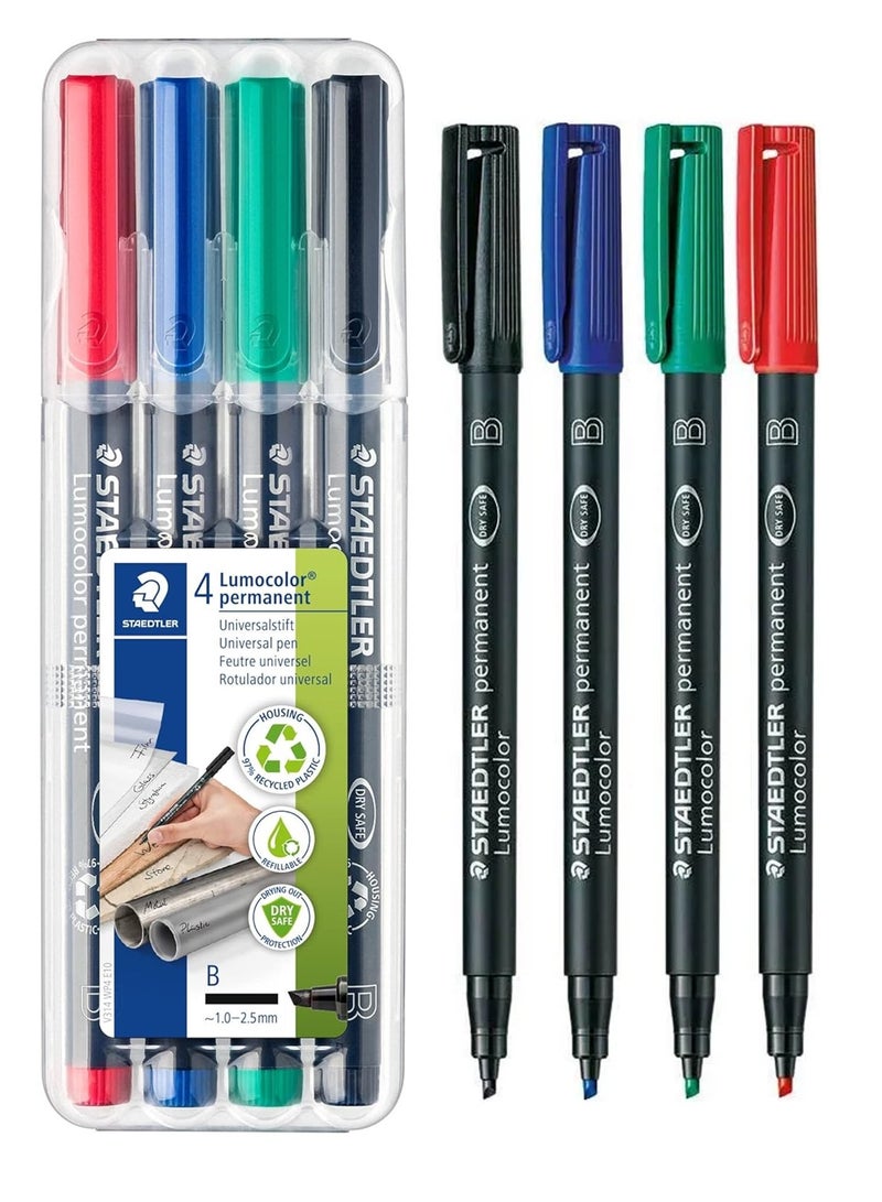 STAEDTLER 4-Piece Lumocolor Permanent Universal Marker Bold Tip Multicolour - Image 1
