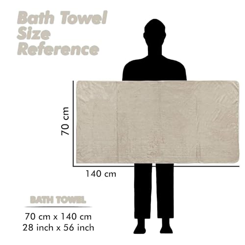 Fezora® Microfiber Bath Towels | (70x140) Extra Soft Plush & Quick Dry High Absorbency with Large Size Towels Ideal for Bathing -1 Piece (Beige) - Image 2