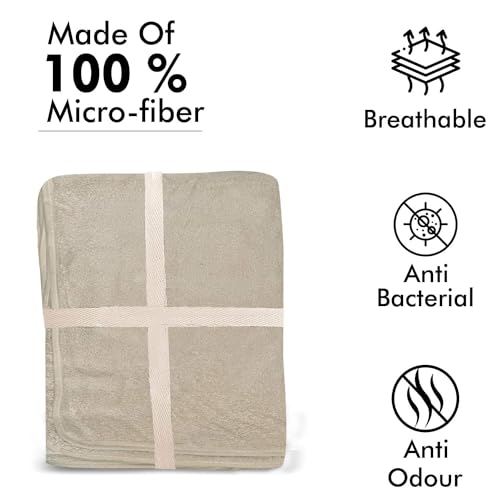 Fezora® Microfiber Bath Towels | (70x140) Extra Soft Plush & Quick Dry High Absorbency with Large Size Towels Ideal for Bathing -1 Piece (Beige) - Image 4