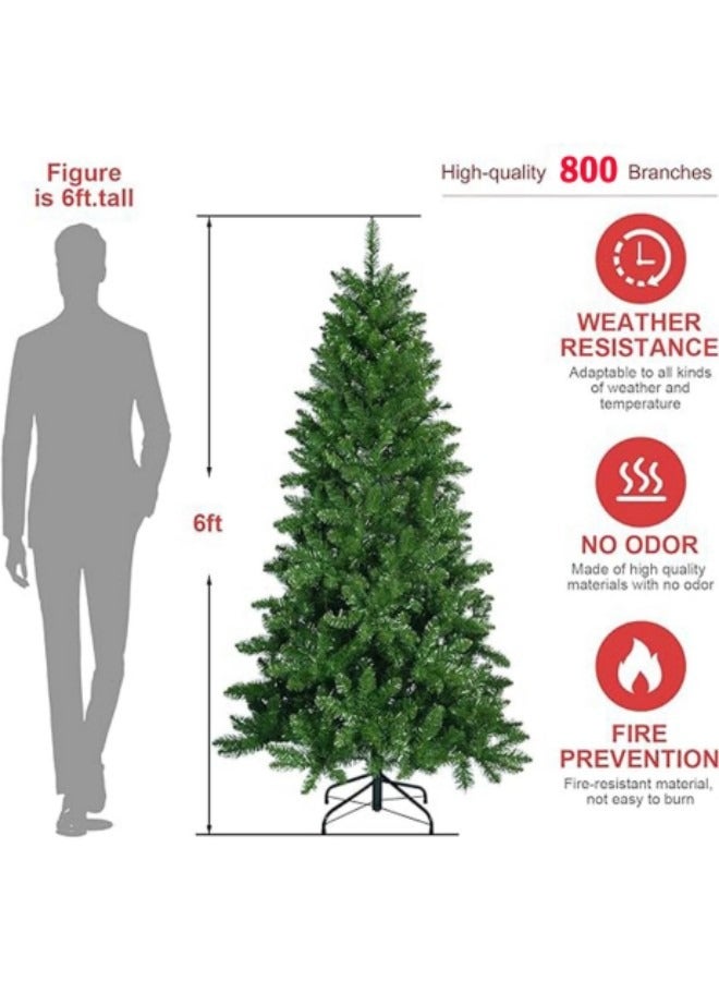 GGEROU شجرة عيد الميلاد الاصطناعية 1.8 م / 6 قدم، شجرة كاملة من التنوب غير مضاءة مع 450 طرف فرع، قاعدة معدنية، هيكل مفصلي، تجميع سهل - Image 3
