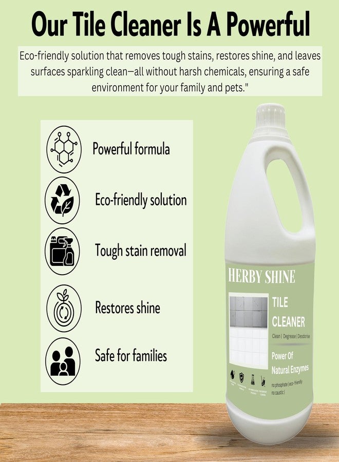 Herbyshine Tile Cleaner Liquid 1 Litre | Floor & Wall Cleaner for Kitchen & Bathroom Tiles | Removes Tough Stains & Dirt | Streak-Free, Hand-Safe & Pet-Friendly | Pack of 1 - Image 3