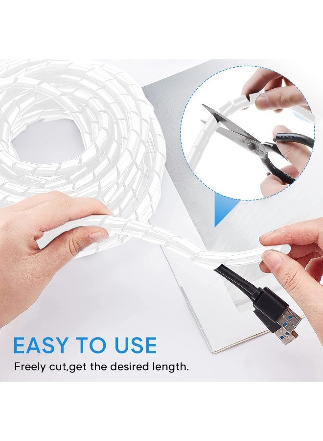 Poaker Spiral Wire Cable Wrap Protective Cable Cover And Tidy Sleeve For Pc Tv Home And Office Cables Spiral Wrapping Band Organizer White 15Mm  - Image 3