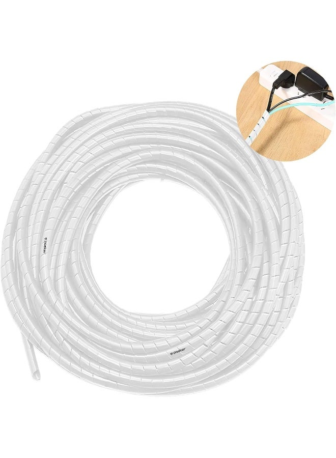 Poaker Spiral Wire Cable Wrap Protective Cable Cover And Tidy Sleeve For Pc Tv Home And Office Cables Spiral Wrapping Band Organizer White 15Mm  - Image 1