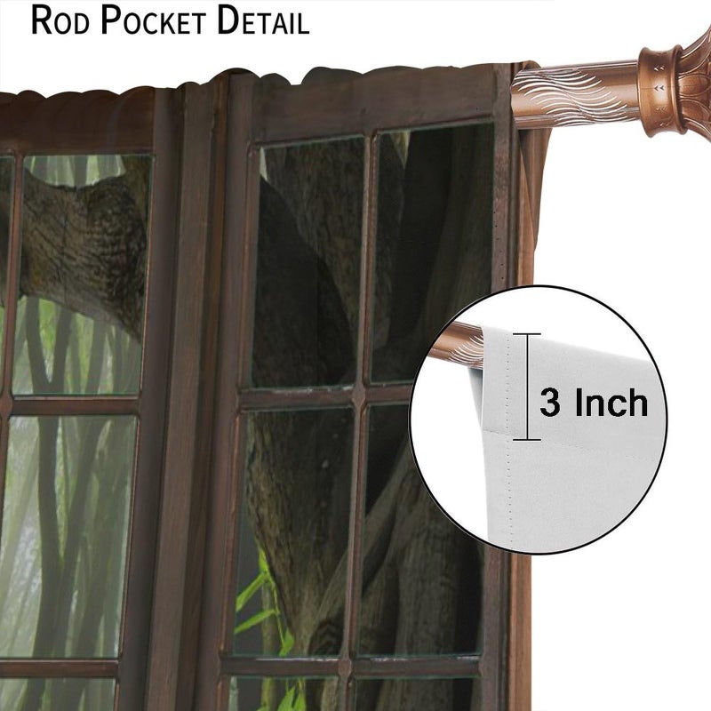 AuiMzoo Tropical Landscape Blackout Curtains, Green Jungle Trees Decorating Mysterious Tropical Woodland, Bedroom Living Room Curtains42X45 Inch - Image 5