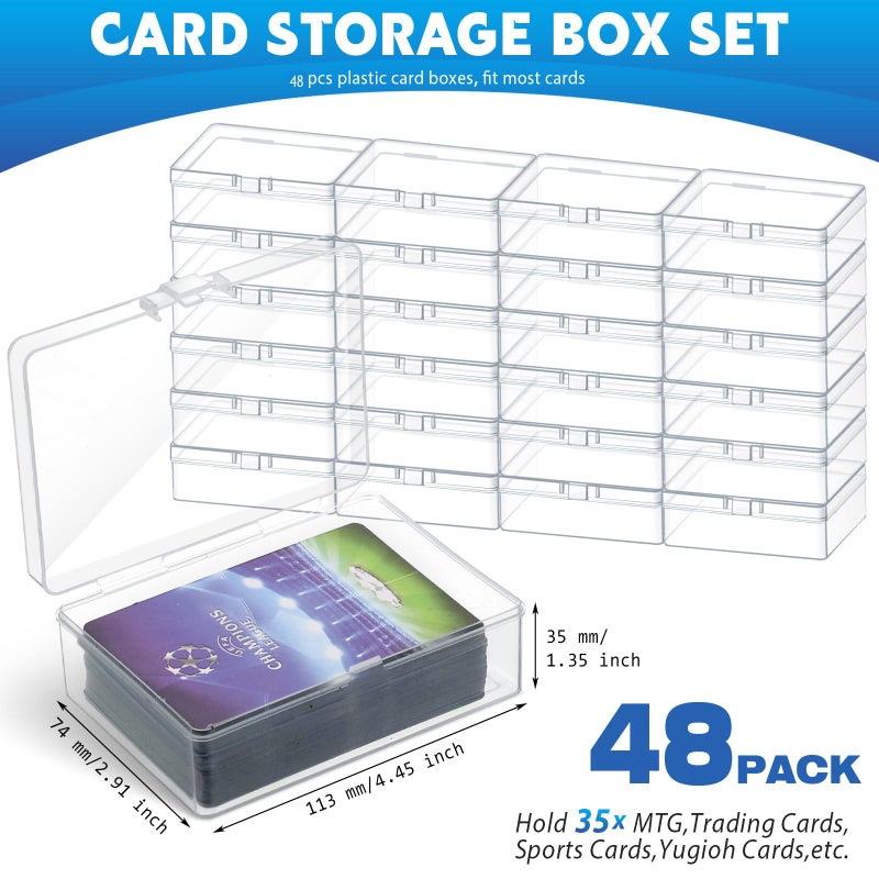 Vicenpal 48 Pcs Playing Card Boxes Clear Plastic Deck Cases Trading Card Storage Boxes Compatible with MTG TCG 100 Game Cases Holder 4.45 x 2.91 x 1.35 Inch - Image 2
