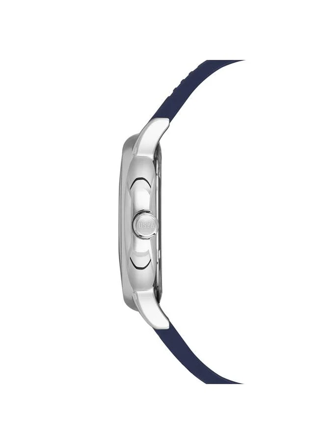 يو اس بولو اسن Crossing 44mm Multifunction Men's Watch with Blue Dial & Rubber Strap