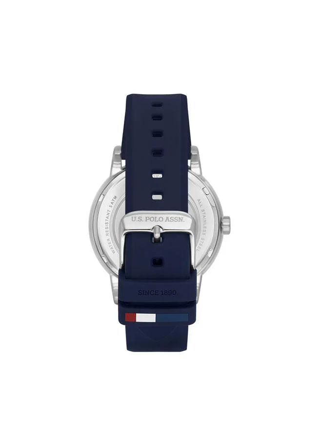 U.S. Polo Assn. Crossing 44mm Multifunction Men's Watch with Blue Dial & Rubber Strap