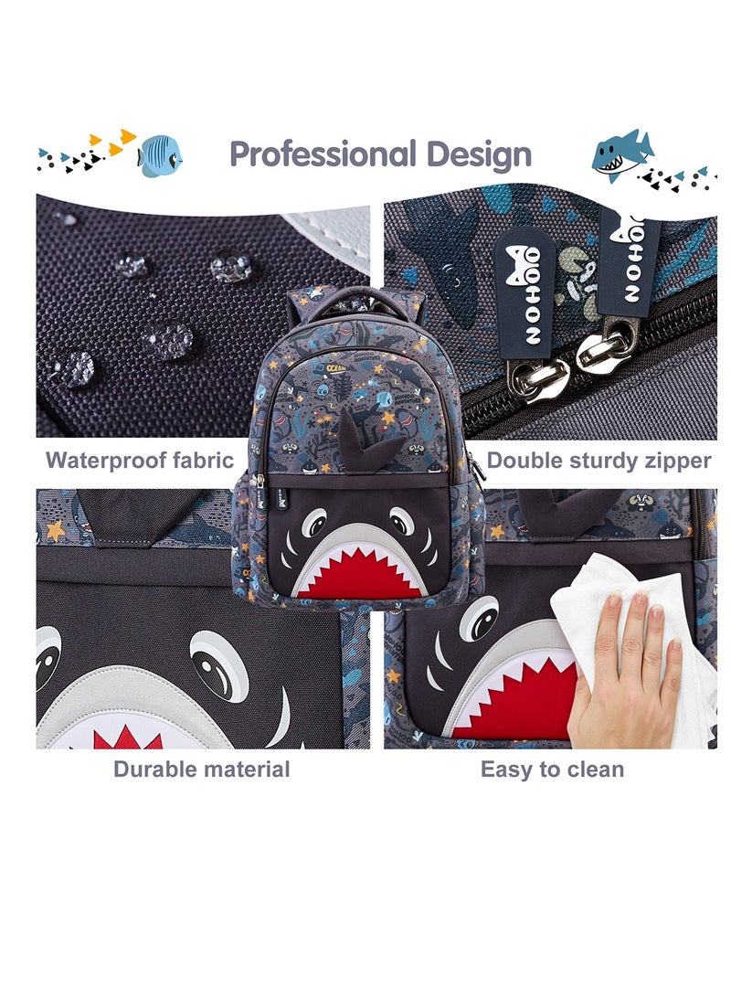 Nohoo Kids 16 Inch School Bag Shark - Grey - Image 2