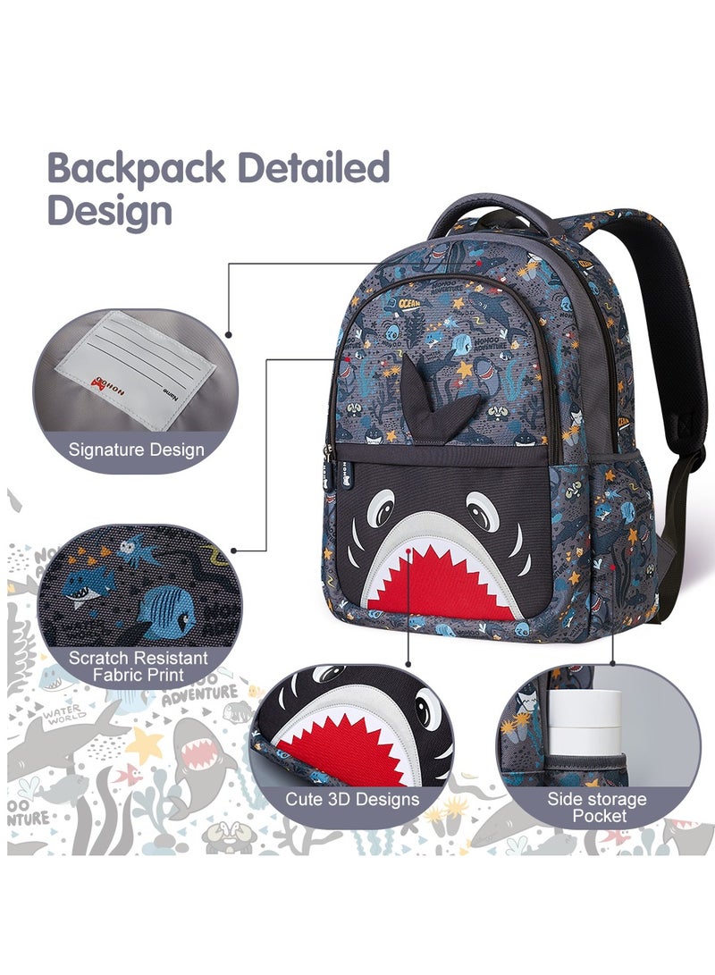 Nohoo Kids 16 Inch School Bag Shark - Grey - Image 4