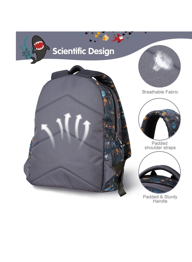 Nohoo Kids 16 Inch School Bag Shark - Grey - Image 3