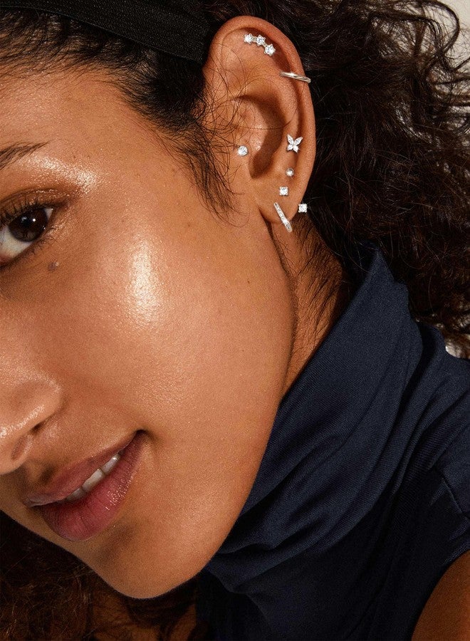 Jstyle Hypoallergenic 14K Gold Plated Stud Hoop Earrings for Women - Surgical Stainless Steel Earrings Trendy Small Hoops Cartilage Earring Stacks Huggie Earring Set for Multiple Piercing Jewelry - Image 4