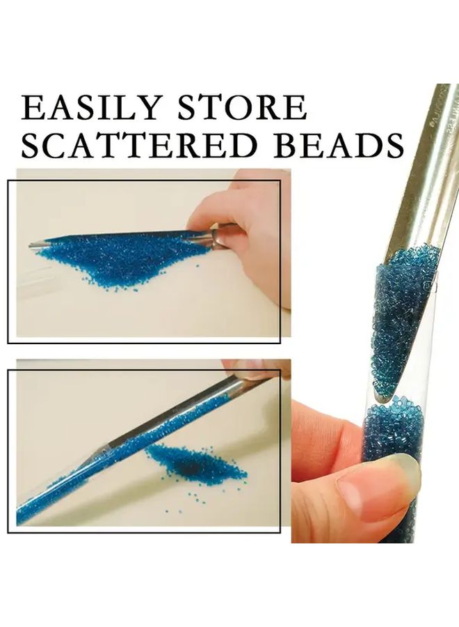 Combination Of Spatula And Tweezers With Spoon Durable Metal Bead Tweezers Seed Bead Pearl Production Diamond Jewelry Picking Tool Precision Crafting Sleek Metallic Finish - Image 5