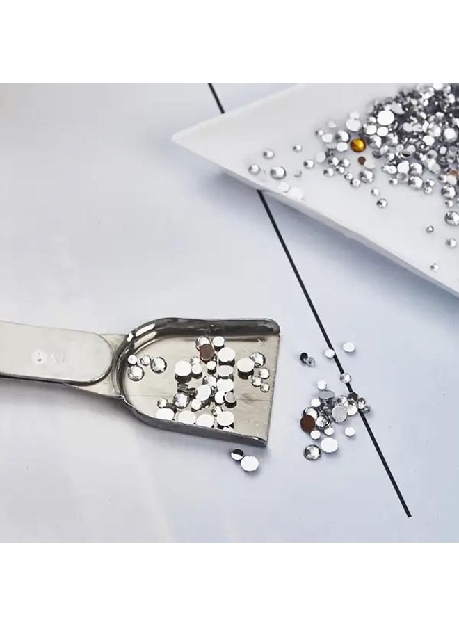 Combination Of Spatula And Tweezers With Spoon Durable Metal Bead Tweezers Seed Bead Pearl Production Diamond Jewelry Picking Tool Precision Crafting Sleek Metallic Finish - Image 2
