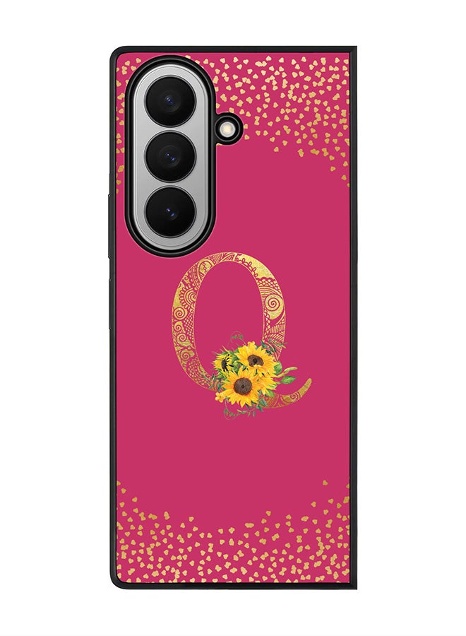 Stylizedd For Samsung Galaxy Z Fold7 Case,Slim fit Camera Protection, Shockproof Thin Phone cover  - Custom Floral Monogram - Q ( Deep Pink )
