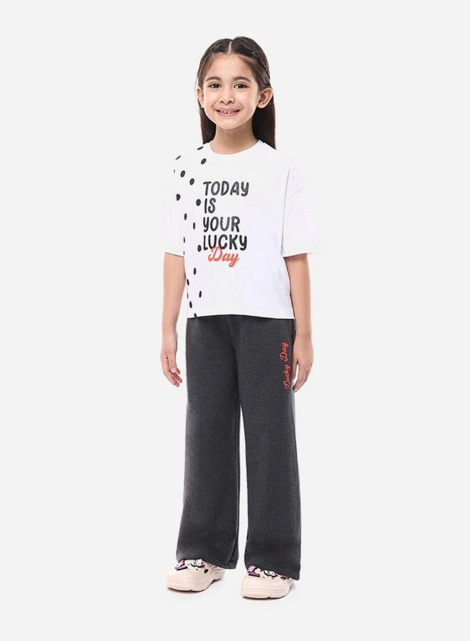 victor and jane Victor and Jane Slogan Print Knit Crop Top and Wide-Leg Pants Set  - Image 5