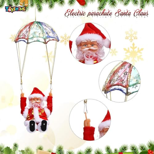 Toyshine Parachute Santa Electric Cute Cartoon Hanging Tumbling Santa Toys with Music Christmas Decorations for Home Party for Kids - Image 2