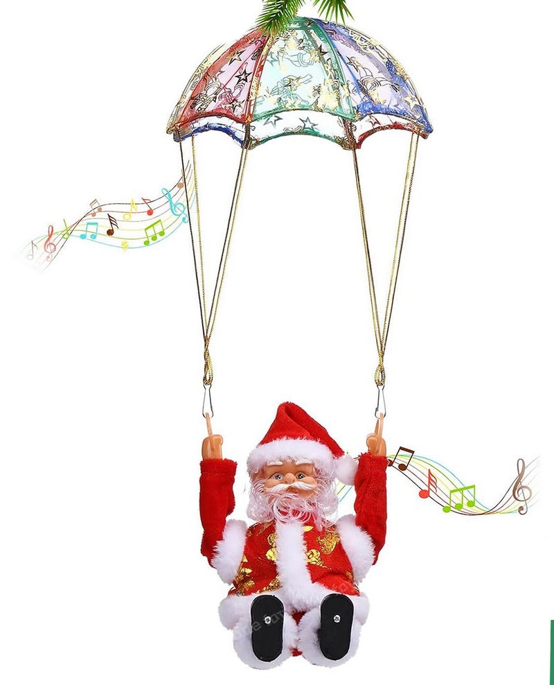 Toyshine Parachute Santa Electric Cute Cartoon Hanging Tumbling Santa Toys with Music Christmas Decorations for Home Party for Kids - Image 1