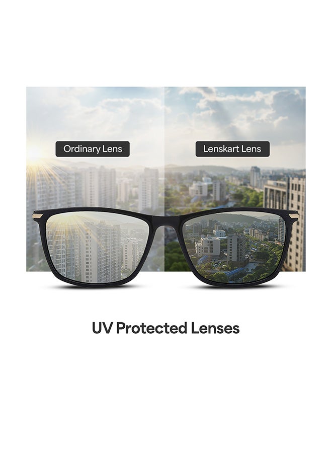 VINCENT CHASE Unisex VINCENT CHASE By Lenskart | Air Full Rim Wayfarer Frame Polarized & UV Protected Sunglasses LA S13159 - 54mm - Black - Image 5