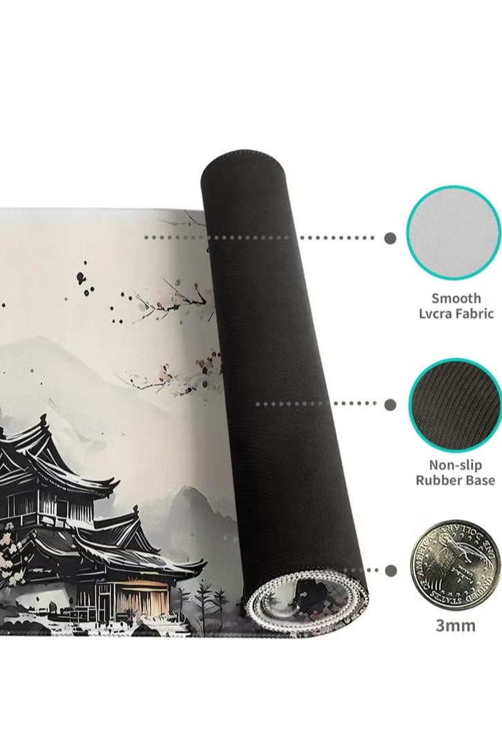 الباندا العملاقة لوحة ماوس ألعاب كبيرة 900 × 400 × 3 مم، حصيرة مكتب كبيرة للوحة المفاتيح وديكور المكتب - رسم بالحبر - Image 2