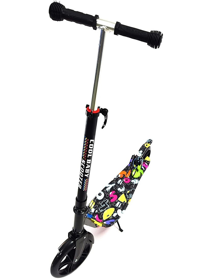 Cool Baby Scooter For Kids, Adults Wide Handlebar & Large Platic Deck Kick Scooter With 5 Adjustable Height, 20cm Big Wheel ABEC Wheel Bearings, For Teens And Kids 8 Years And Up, Multi Color 