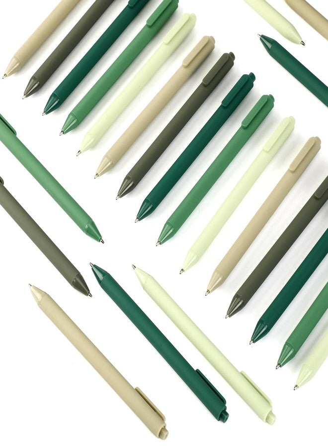 Dinifee 25 Pcs Ballpoint Pens Bulk Retractable Writing 1. 0 mm Black Ink Cute Pens Smooth Writing Color Fancy Gift for Teacher Student Employee Office School Home Baby Shower Supplies (Green Series) - Image 1