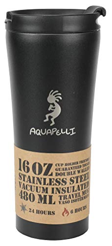 Aquapelli Vacuum Insulated Travel Coffee Mug, 16 Ounces, Midnight Black - Image 2