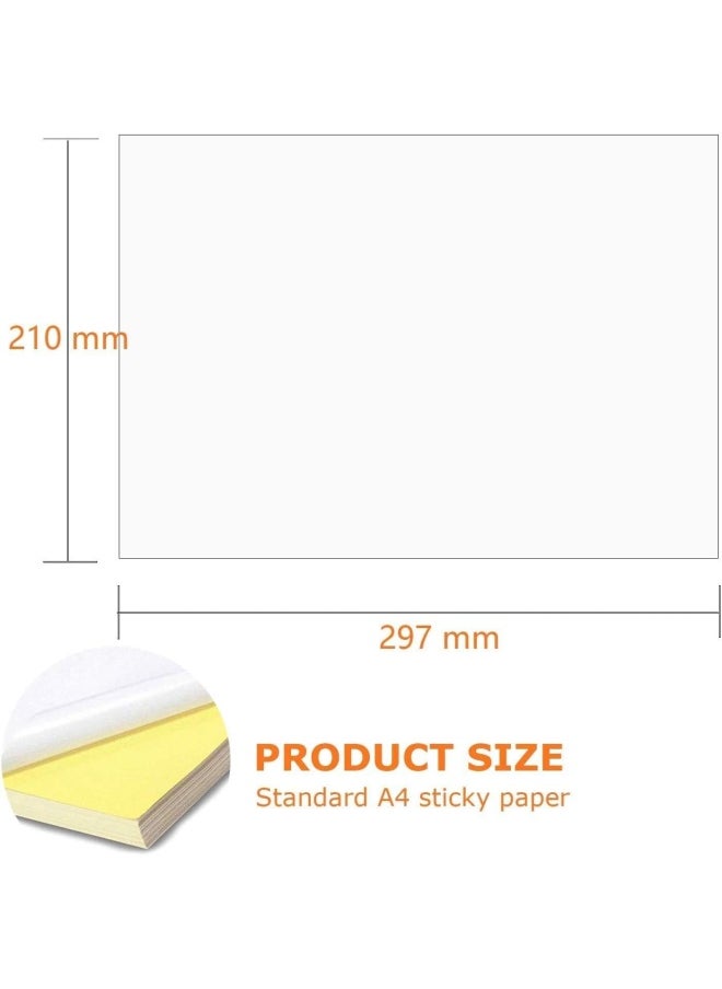Premify 100 Printable Sheets Of A4 Size | Glossy White Sticker Paper Printing Labels - Adhesive Stickers Label For Mailing Address, Photos & Pictures, Stationery Stickers For Trade Mark, Photocopies Children  - Image 4