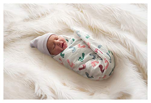PILL THING Baby Hospital Receiving Swaddle Blanket Original Baby Footprint Design Breathable 100 Cotton Durable Hospital Quality Generous Size Newborn 1 Pack