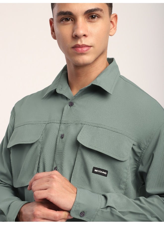Beyoung Space Grey Baggy Pocketed Shirt  - Image 3