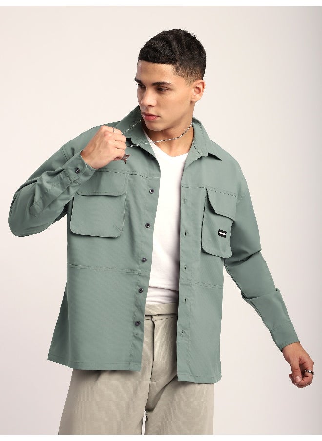 Beyoung Space Grey Baggy Pocketed Shirt  - Image 1