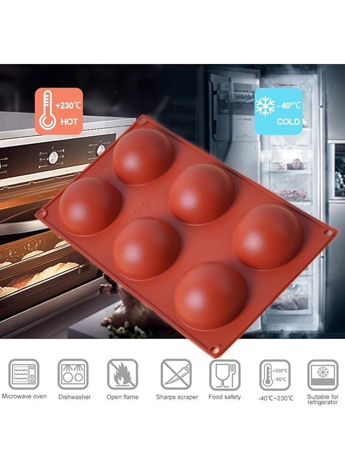 Ubrand MaQue Large 6 Holes Semi Sphere Silicone Mold, Non-Stick Half Sphere Silicone Molds, 6 Holes Silicone Mold for Chocolate, Cake, Jelly, Pudding, Handmade Soap, Desserts, Dome Mousse (2 Pcs)  - Image 4