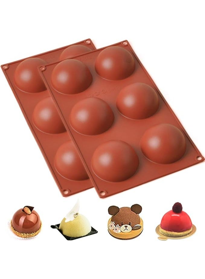 Ubrand MaQue Large 6 Holes Semi Sphere Silicone Mold, Non-Stick Half Sphere Silicone Molds, 6 Holes Silicone Mold for Chocolate, Cake, Jelly, Pudding, Handmade Soap, Desserts, Dome Mousse (2 Pcs)  - Image 1