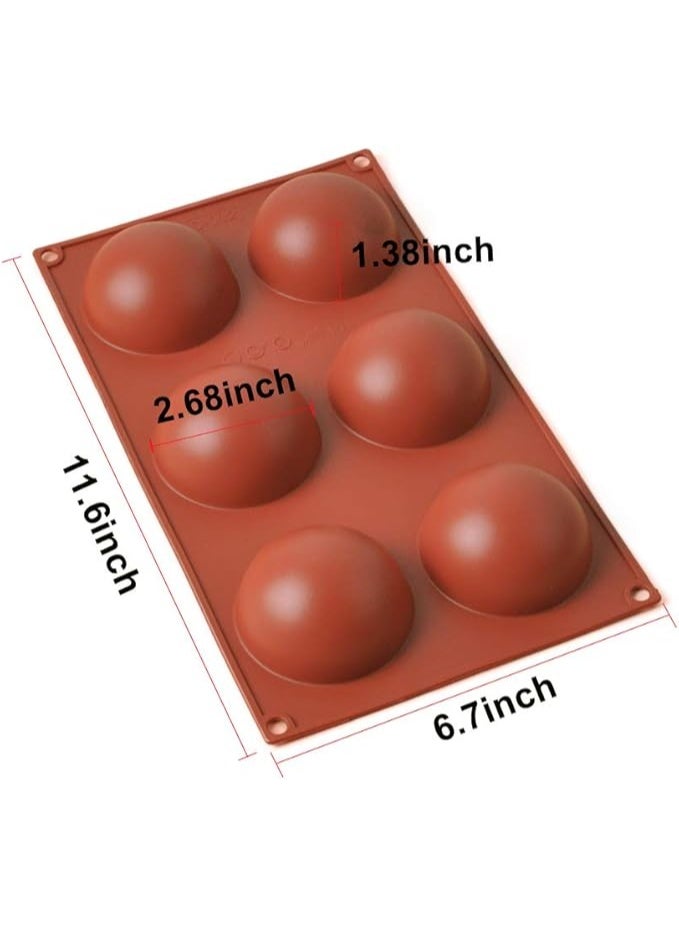 Ubrand MaQue Large 6 Holes Semi Sphere Silicone Mold, Non-Stick Half Sphere Silicone Molds, 6 Holes Silicone Mold for Chocolate, Cake, Jelly, Pudding, Handmade Soap, Desserts, Dome Mousse (2 Pcs)  - Image 2