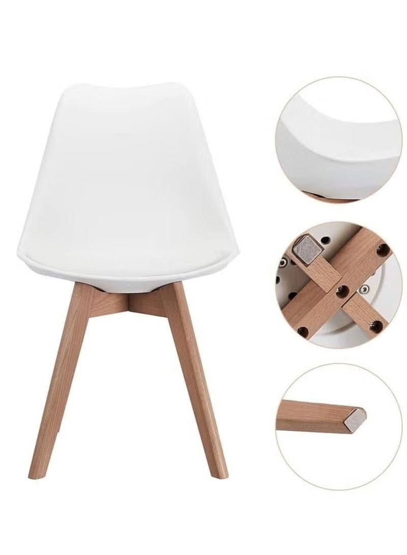 جالاكسي ديزاين كرسي طعام عصري من جالاكسي ديزاين، هيكل بلاستيكي مع وسادة جلدية على المقعد وأرجل خشبية، لون أبيض، المقاس (الطول × العمق × الارتفاع) 40 × 40 × 70 سم، الموديل JEAM2 - Image 3