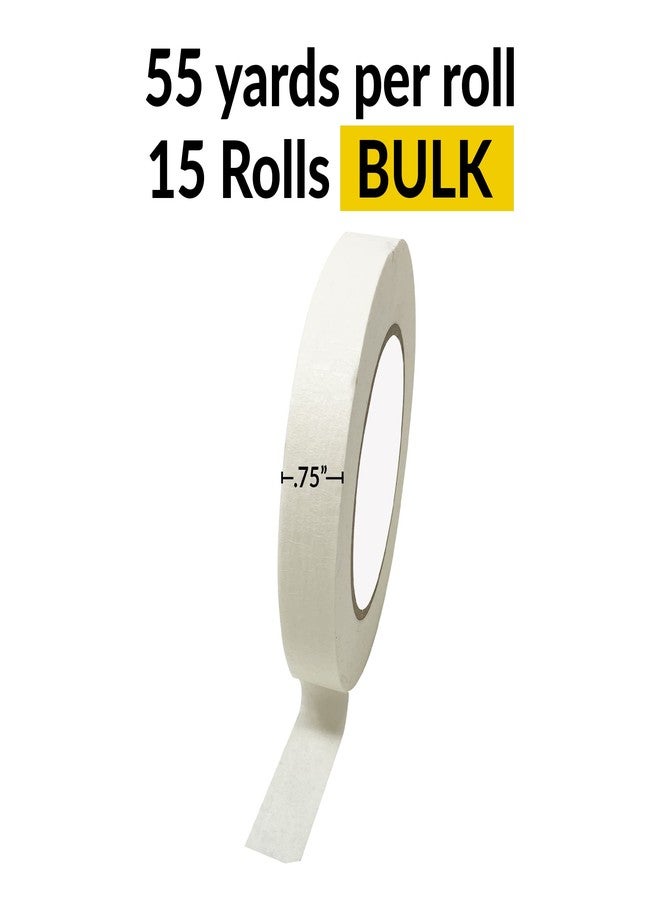 Reli. Masking Tape, Beige | 0.75" x 55 Yards (825 Yards Total) | 15 Rolls - Bulk | Masking Tape 3/4 inch for Painting, General Purpose, Home, Automotive | Painting/Masking Paper Tape | Beige/White - Image 2