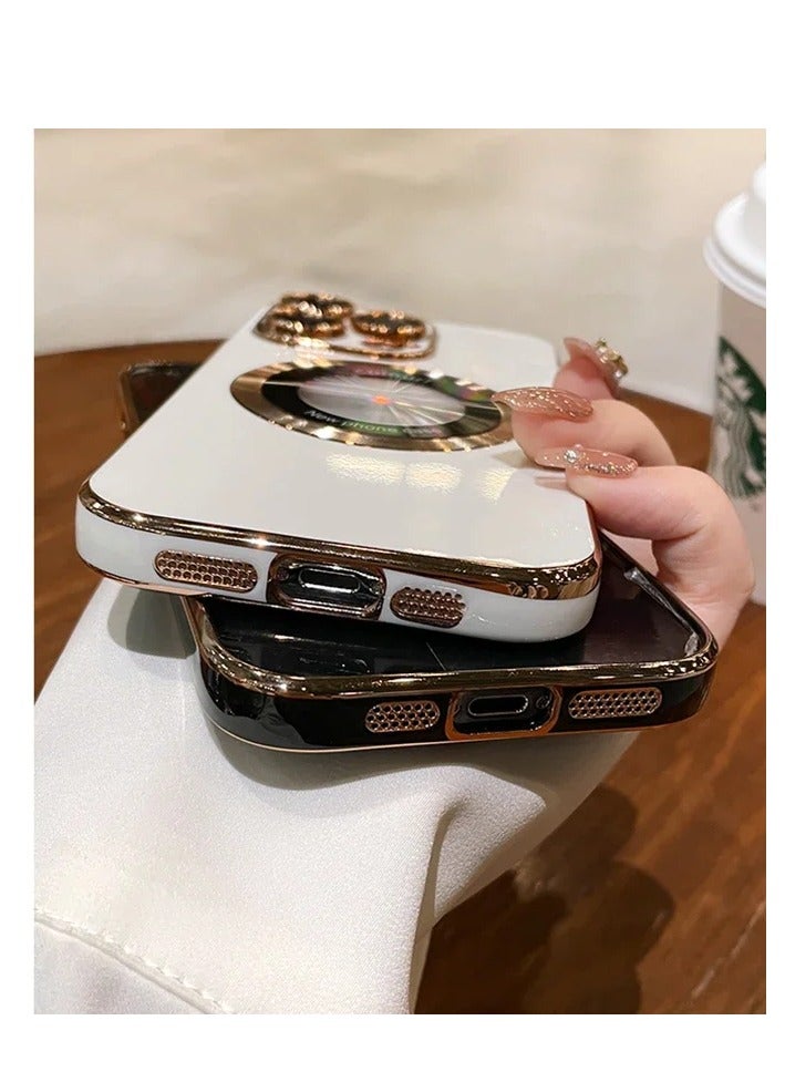 AROAQ Magnetic Case For Iphone, Wireless Charging Magsafe Lens Film Cover, Anti-scratch Luxury Plating Logo Hole Strong Magnetic Case For Iphone 15 Pro Max, 15 Plus, Pro, ( Purple Color) - Image 4