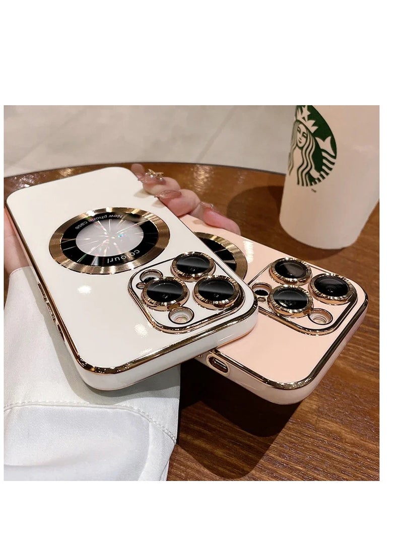 AROAQ Magnetic Case For Iphone, Wireless Charging Magsafe Lens Film Cover, Anti-scratch Luxury Plating Logo Hole Strong Magnetic Case For Iphone 15 Pro Max, 15 Plus, Pro, ( Purple Color) - Image 2