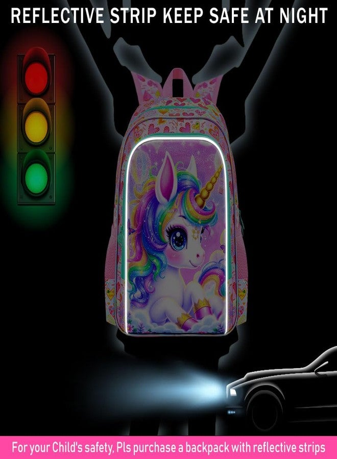 gxtvo 3PCS Unicorn Backpack, 16" Girls Bookbag with Lunch Box, Water Resistant Kids School Bag for Elementary Preschool Toddler - Rainbow Hair Unicorn - Image 2