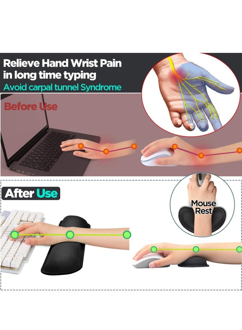 DUNISO Keyboard Mouse Wrist Rest Pad, Memory Foam Wrist Pad for Keyboard, Wrist Support Suitable For Office, Computer, Laptop, Mac, Comfortable, Lightweight For Easy Typing Pain Relief Black - Image 3