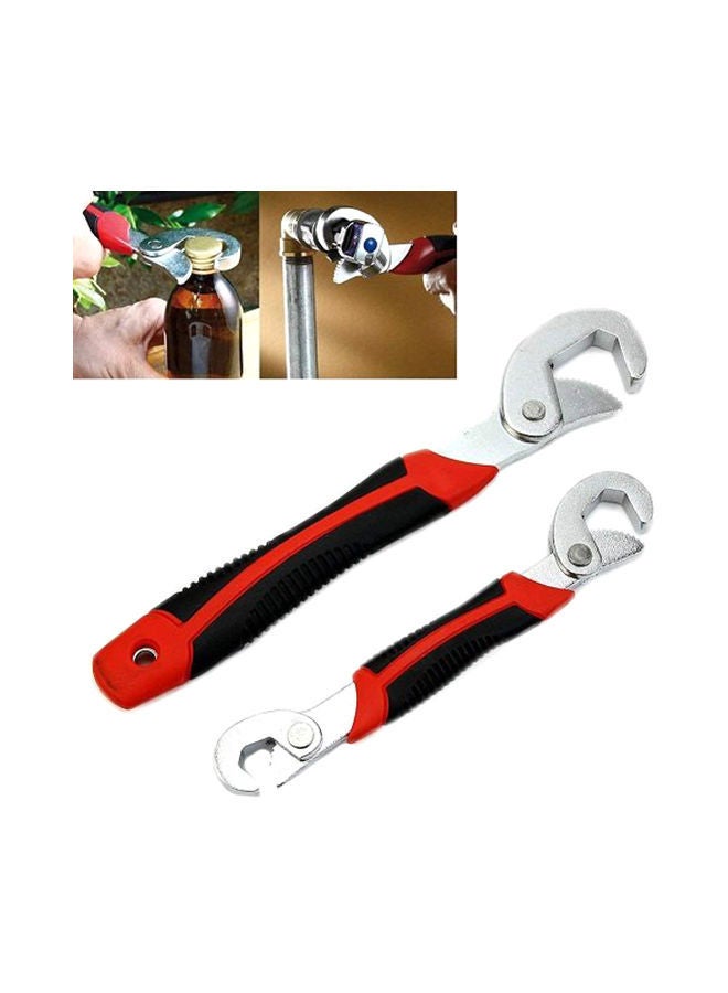 NIBEMINENT 2-Piece Universal Wrench Spanner Set Red/Black/Silver 32millimeter 