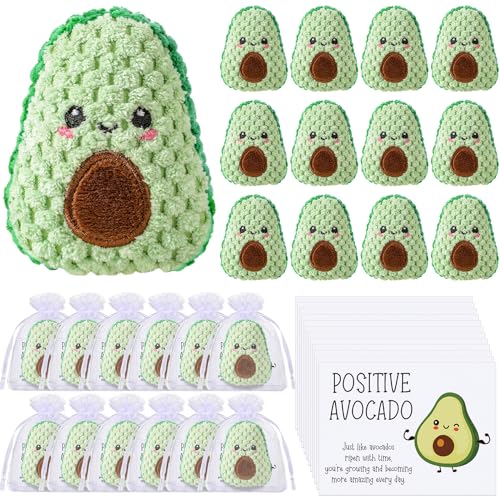 RoundFunny 6 Sets Positive Funny Avocado Gifts Mental Health Emotional Avocado Included Handmade Crochet Doll with Inspirational Cards and Organza Bags Gifts for Employee Friend Family Classic - Image 1