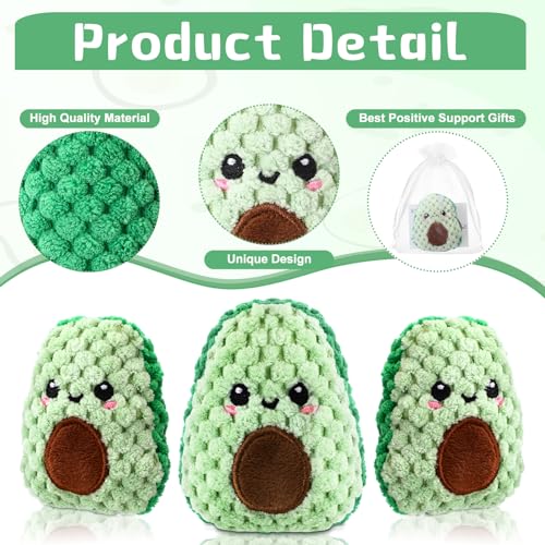 RoundFunny 6 Sets Positive Funny Avocado Gifts Mental Health Emotional Avocado Included Handmade Crochet Doll with Inspirational Cards and Organza Bags Gifts for Employee Friend Family Classic - Image 5