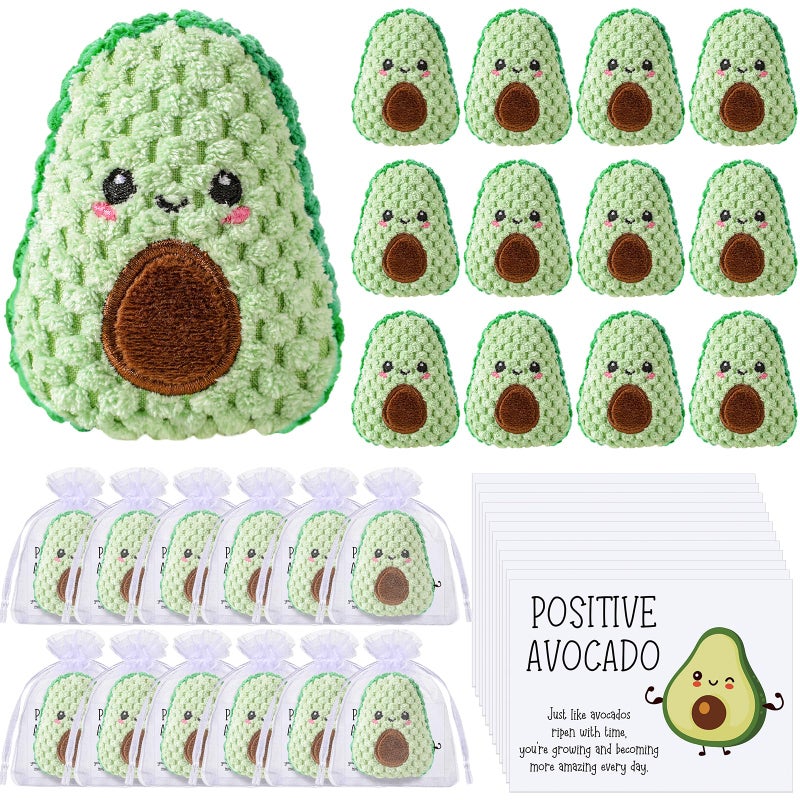 RoundFunny 6 Sets Positive Funny Avocado Gifts Mental Health Emotional Avocado Included Handmade Crochet Doll with Inspirational Cards and Organza Bags Gifts for Employee Friend Family Classic - Image 3