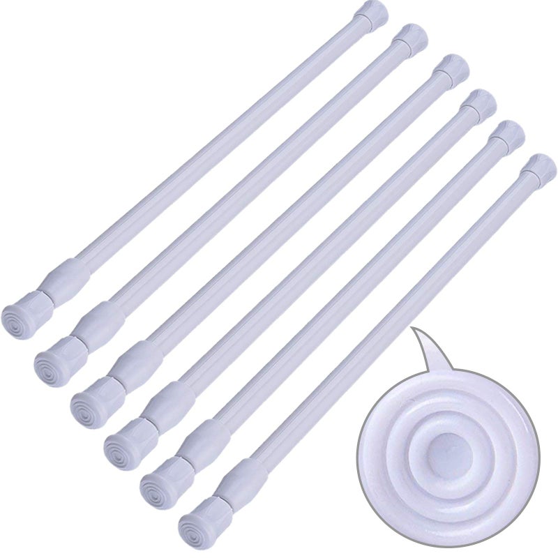 SIQUK 6 Pack Cupboard Bars Adjustable Spring Tension Rods White Refrigerator Bar Extendable Rod for DIY Projects, 15.7 to 28 Inches - Image 1