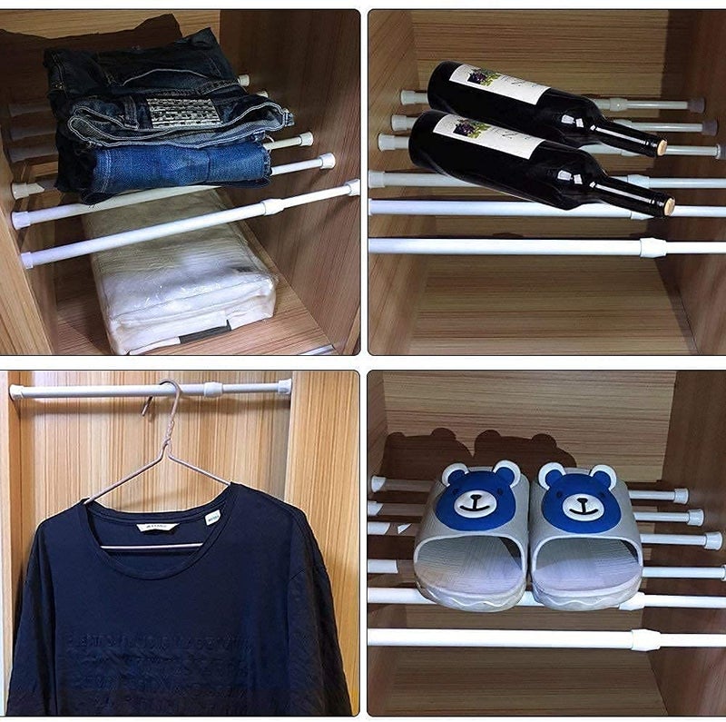 SIQUK 6 Pack Cupboard Bars Adjustable Spring Tension Rods White Refrigerator Bar Extendable Rod for DIY Projects, 15.7 to 28 Inches - Image 5